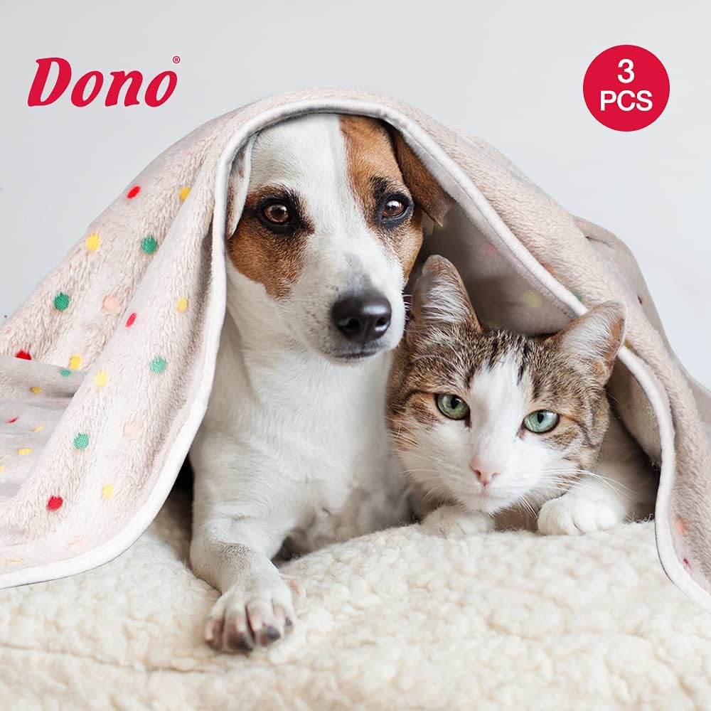 Dono 1 Pack 3 Dog Blankets, Soft Fluffy Fleece Pet Blanket Warm Sleep Mat Paw Print Design Puppy Kitten Throw Blanket Doggy Mat, Blanket for Dogs