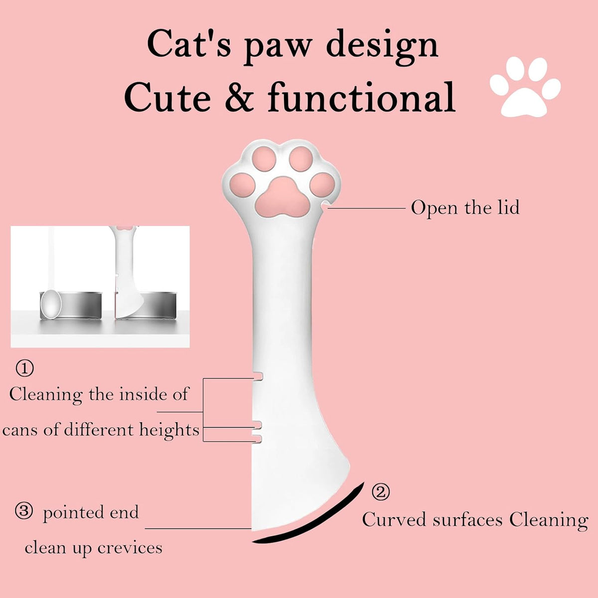Pet Food Can Spoon & 3 Pcs Can Cover Lids | Cute Paw Shape Opener Spatula Cat Wet Food Spoon | Universa BPA Free Silicone Lids for Dog Cat Cans(Multicolor)