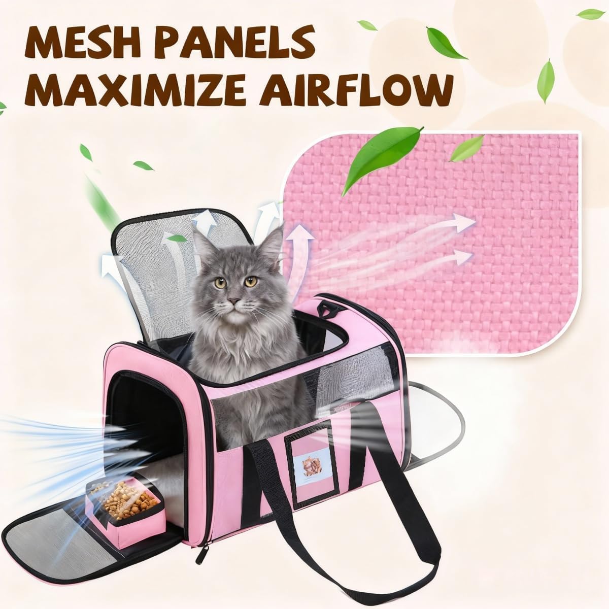 Large Soft Cat Carrier Up to 28 Lbs, Washable Pet Bag Medium to Big Pets