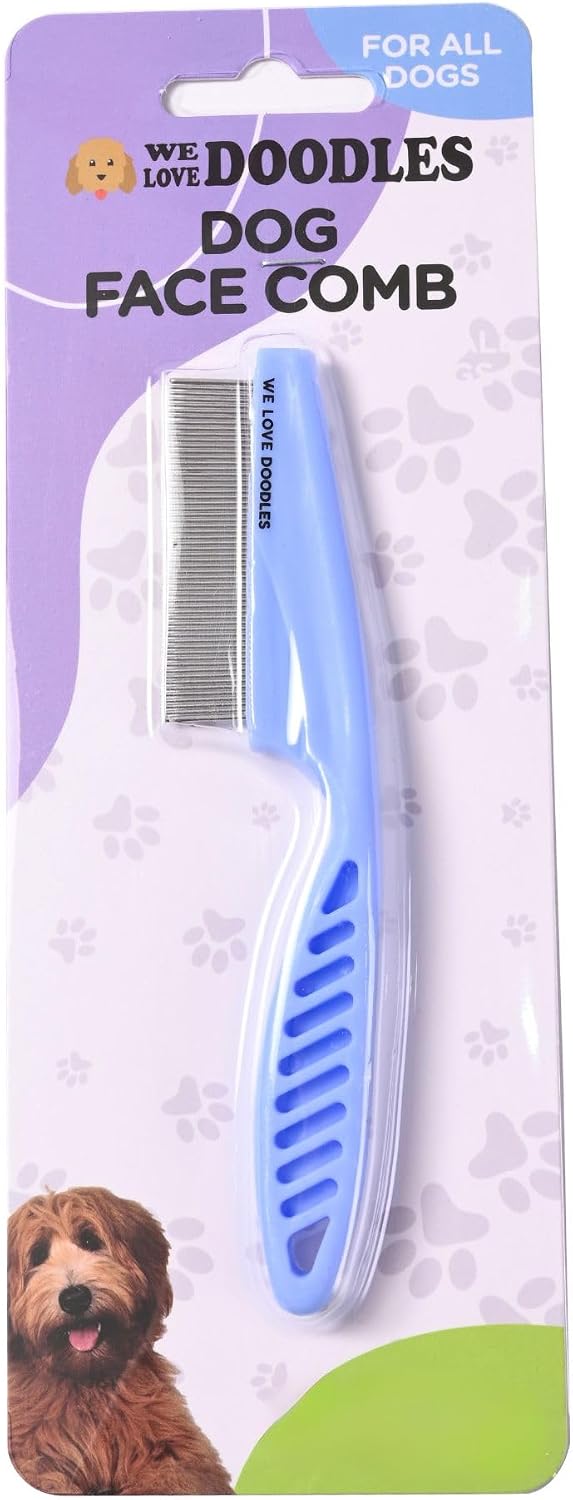 Tick & Flea Comb For Small Dogs, Fine Tooth Dog Face Brush For Tear Stains | Fine Tooth Metal Flea Comb for Dogs, Removes Lice, Ticks & Fleas Around Eyes, Face & Body, For Poodles, Doodles, Cats, Pets