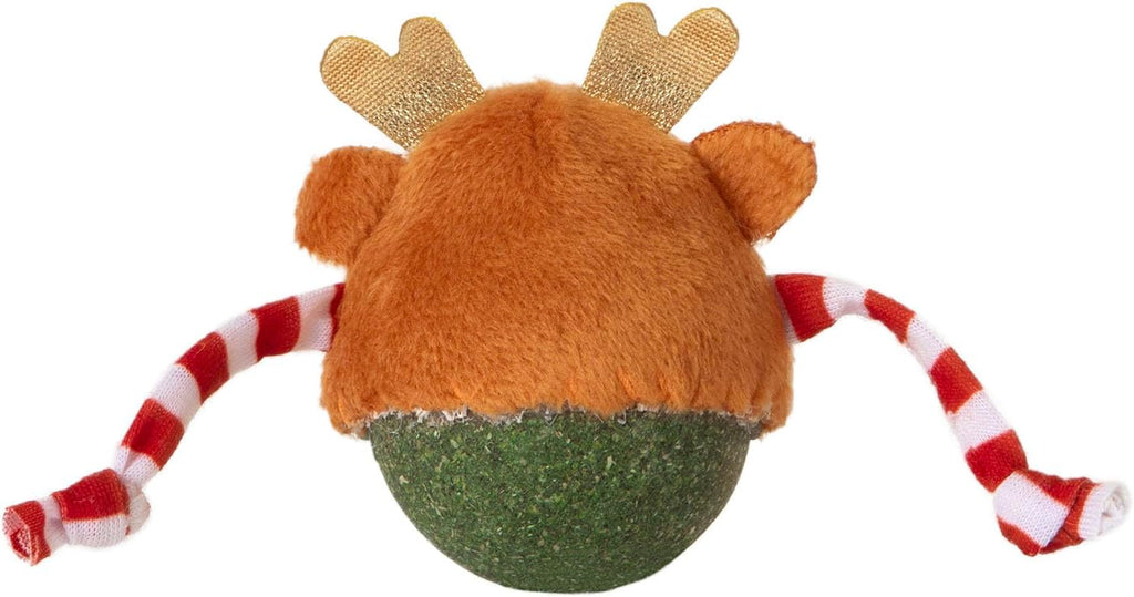 Mad Cat Roll Around Reindeer Catnip Bobbler Soft Plush Cat Toy, Pack of 1