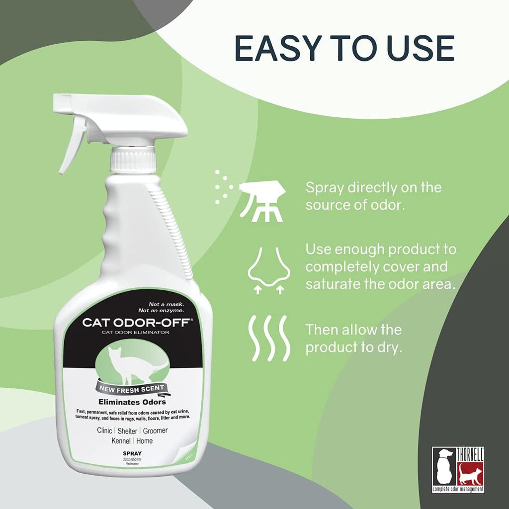 Thornell Cat Odor-off: Cat Spray Odor Eliminator - Fresh Scent Pet Odor Eliminator for Home - Pet Urine Odor Eliminator Spray, 22oz