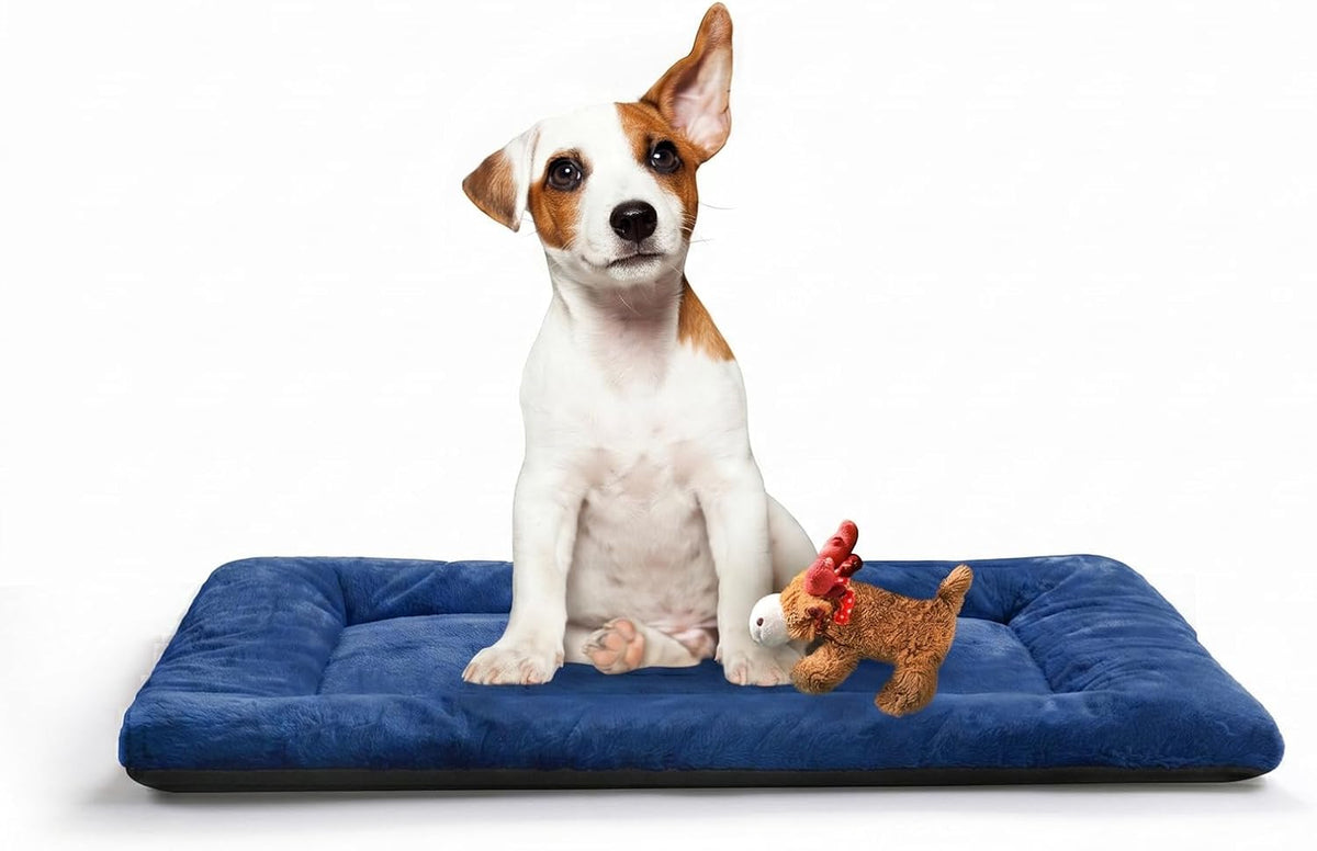 Dog Crate Pad Washable Dog Bed for Crate Medium Cozy Mat 30-Inch Navy Blue