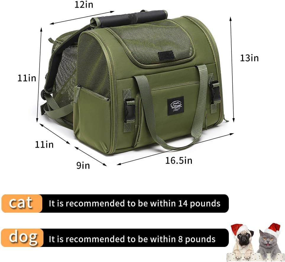Pet Backpack Carrier for Small Dogs Medium Cats, Puppies,Breathable and Collapsible Design, Portable Travel Bag for Bearded Dragon,Rabbit Cage