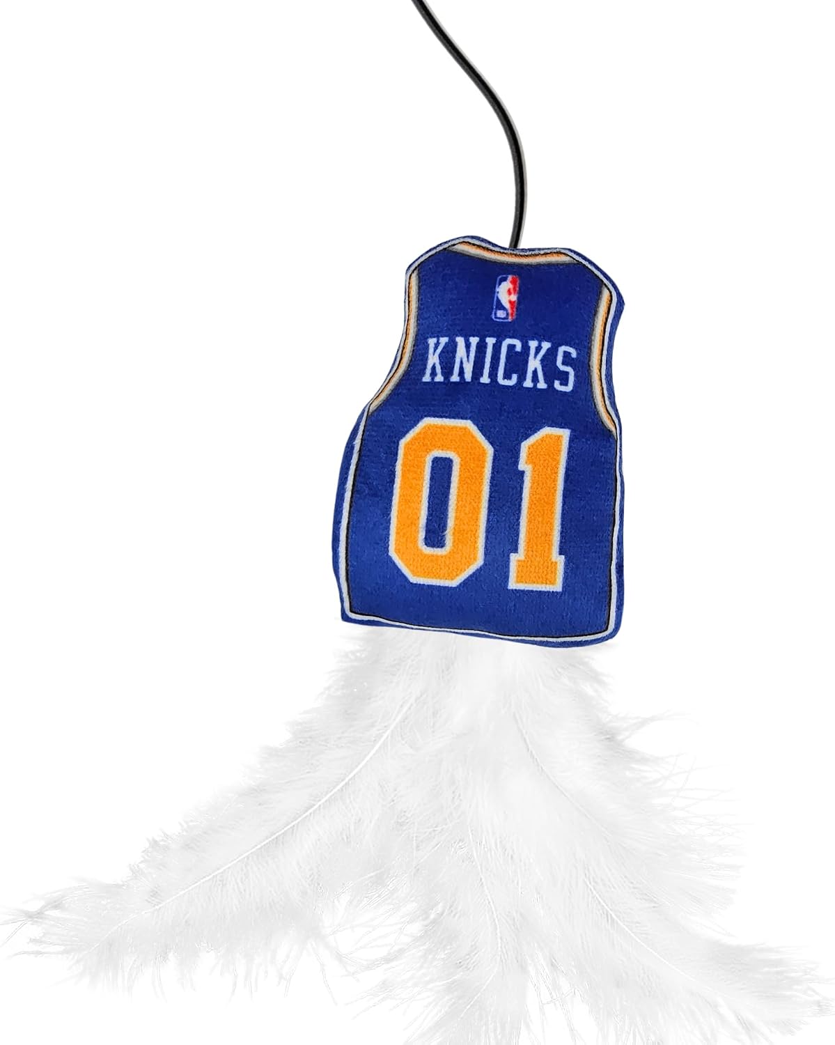 NBA NEW YORK Knicks Team Jersey Wand with CAT NIP, Cat Toy Jersey Shaped Plush Teaser Toy for Cats & Kittens - Interactive Pet Toy for Play & Exercise
