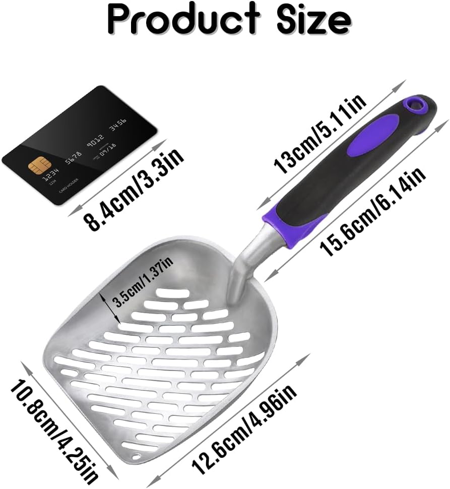 Cat Litter Scoop -Metal Cat Litter Scoop-Upgrade Sturdy Mesh Scooper - Mesh Shovel-Easy to Clean - Suitable for Cat Litter Box -Purple-More