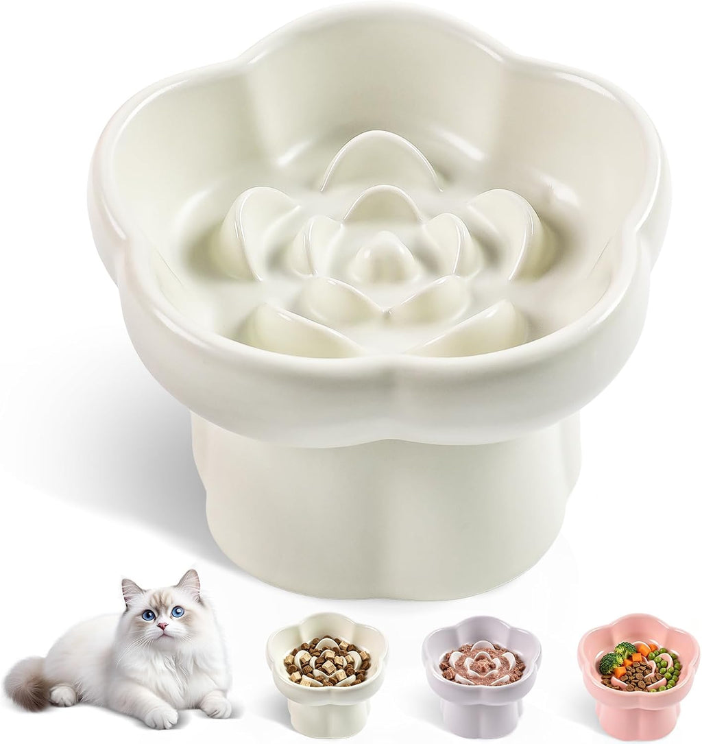 Cat Slow Feeder Bowl Set,1 Pcs Pastel Series Cat Plate for Dry and Wet Food