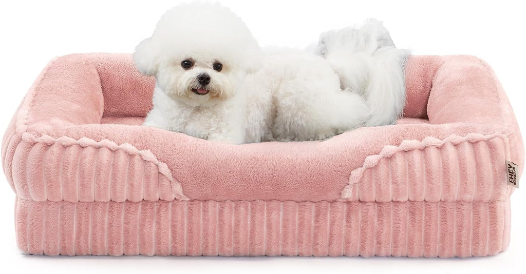EHEYCIGA Orthopedic Dog Bed Medium Size Dogs Cats Bed 30x20 Inch, Pink