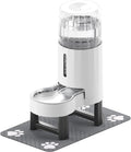 CZPET Gravity Dog Water Bowl Dispenser, Wider Mouth (8L+Stand+Mat, White)