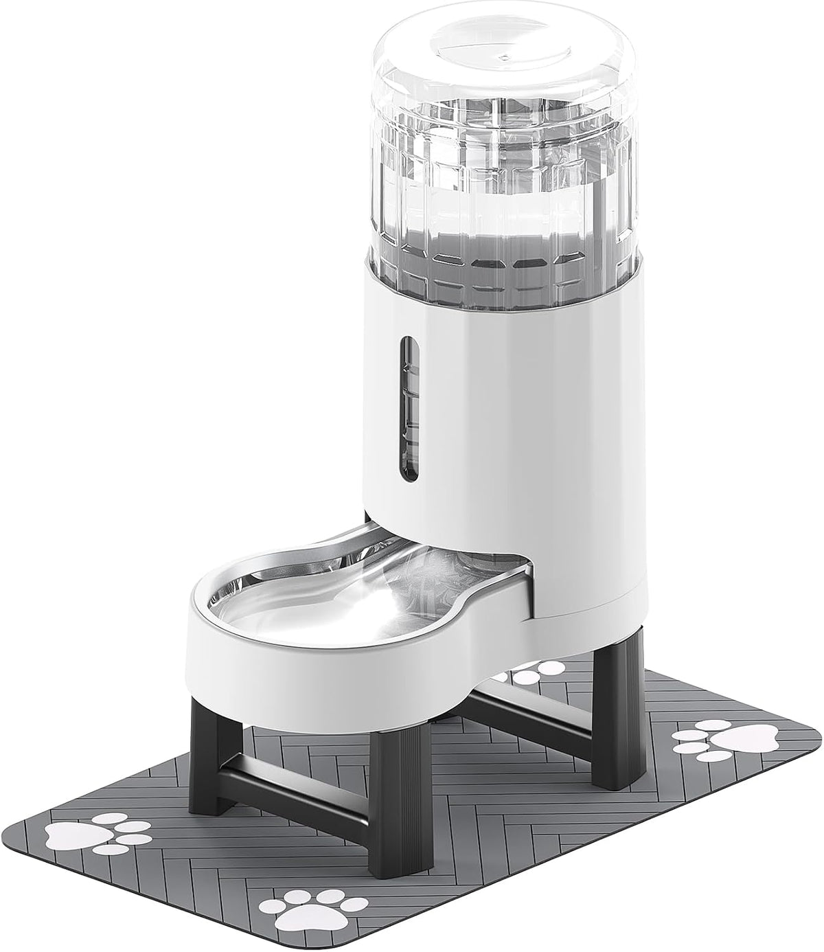 CZPET Gravity Dog Water Bowl Dispenser, Wider Mouth (8L+Stand+Mat, White)