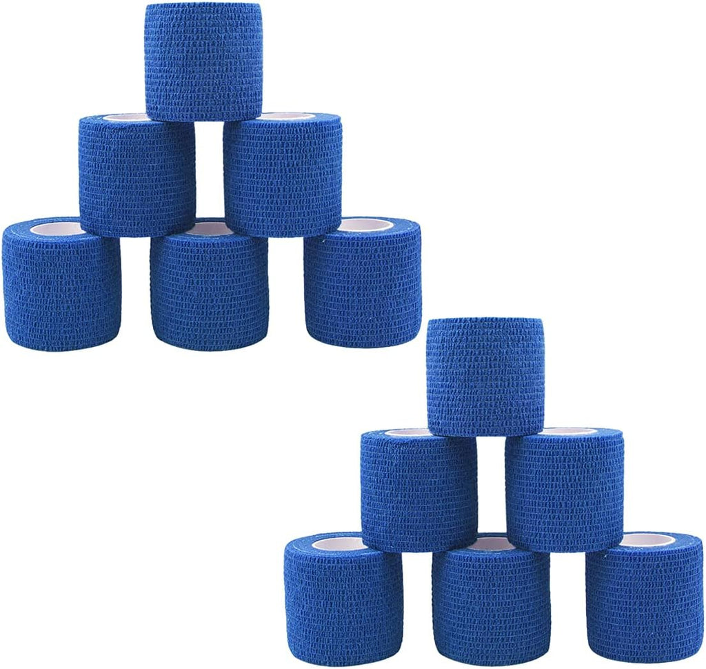 [12 Pack-2" x5Yards] MINGYUE Self Adhesive Bandage Wrap,Athletic Tape,Sports Tape,Wrist and Ankle Wrap Tape,Cohesive Bandage for Vet Tape(Blue)