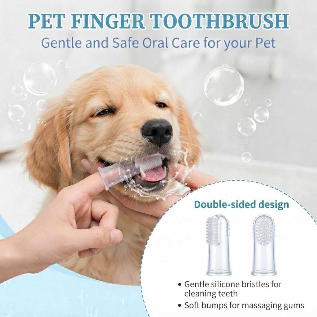 7Pcs Dog & Cat Grooming Kit, Deshedding Brush, Bath Scrubber, Toothbrushes