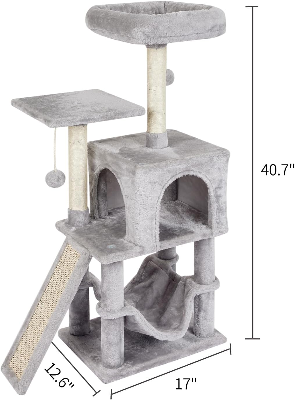 Cut Cat Tree Cat Tower Condo with Hammock Kittens Scratching Post Grey