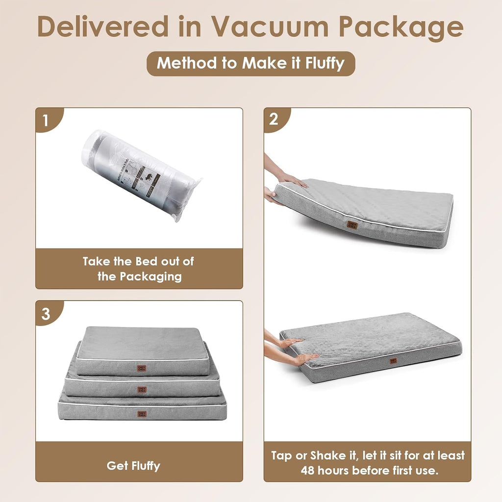 EHEYCIGA XL Memory Foam Dog Crate Bed with Washable Cover, 41x27Inch, Grey