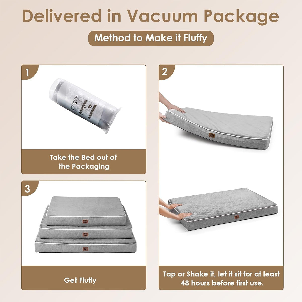 EHEYCIGA XL Memory Foam Dog Crate Bed with Washable Cover, 41x27Inch, Grey