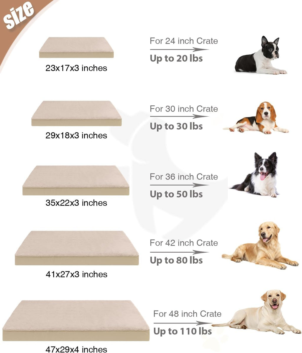 KSIIA Orthopedic Dog Bed for Large Dogs with Waterproof Lining, Khaki,35x22