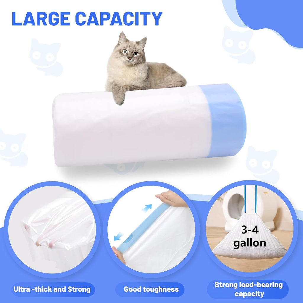 40 Count Extra Large Cat Litter Box Liners, Cat Litter Waste Receptacles Bags for MeoWant MW-SC01/MW-SC02/MW-LR01 Self-Cleaning Litter Box