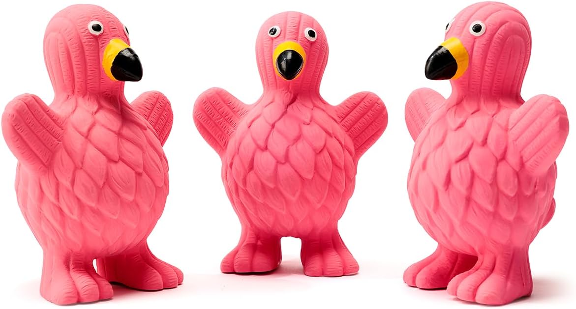 Squeaky Dog Toys for Medium Dogs, Soft Latex Squeaky Dog Ball, Cute Funny Squeak Flamingo Pet Toys
