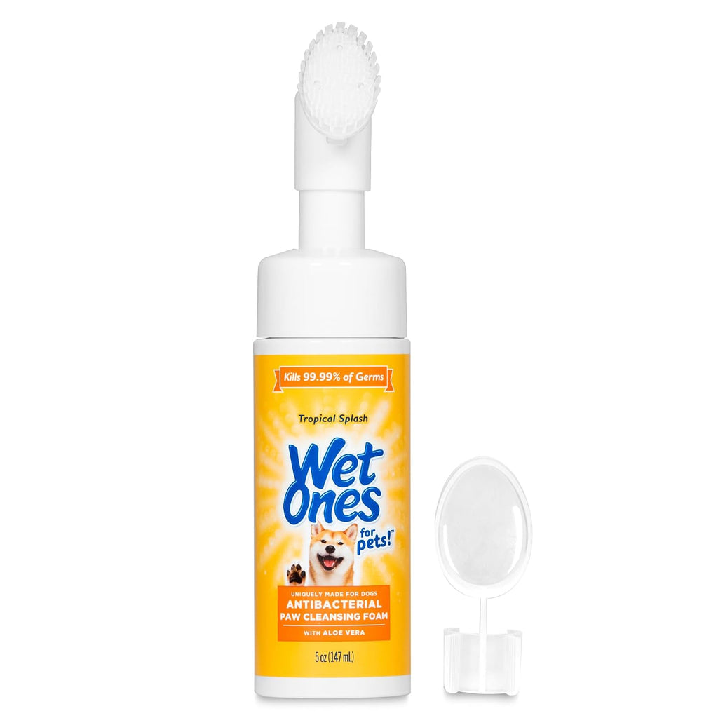 Wet Ones for Pets Antibacterial Dog Paw Cleaner with Built-In Brush, Foaming No-Rinse Formula for Cleaning Dirty Paws After Walks, Gentle Everyday Paw Wash for Dogs, 5 Oz - 2 Pack