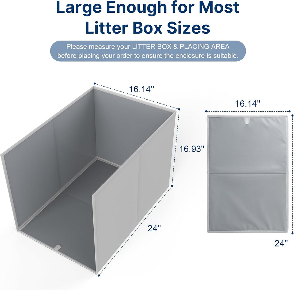 24"L × 17"W × 16"H Foldable Cat Litter Box Enclosure, All-in-One Litter Box Splash Guard for Large Litter Pan, High Sided Litter Box Shield with Removable Mat, Easy to Clean, No Mess, Odorless