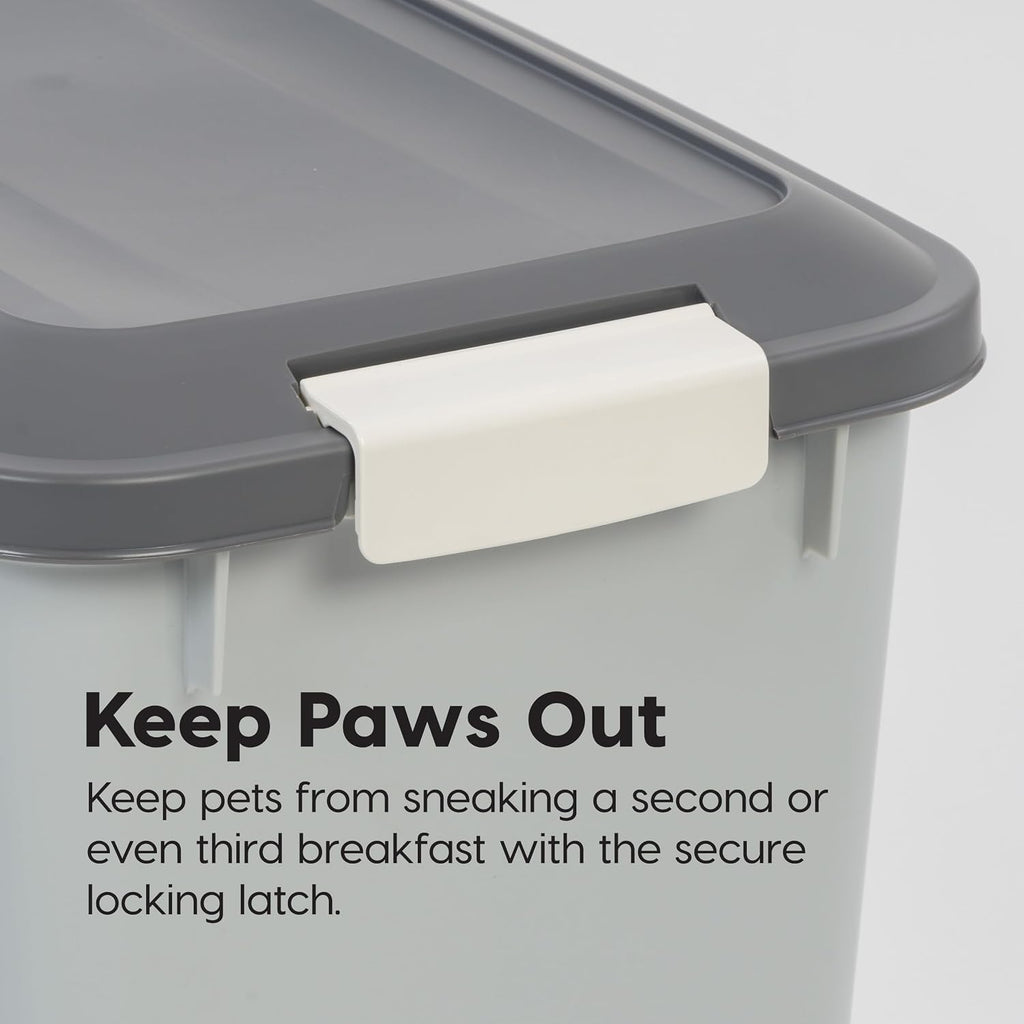 IRIS USA Dog Food Storage Container, Up to 54 lbs, Gray/Dark Gray | Made in USA, Comes with Wheels & 2-Cup Scoop, Airtight Seal, BPA-Free, Bird Seed, Cat food, Cat Litter, Treats, Pellets