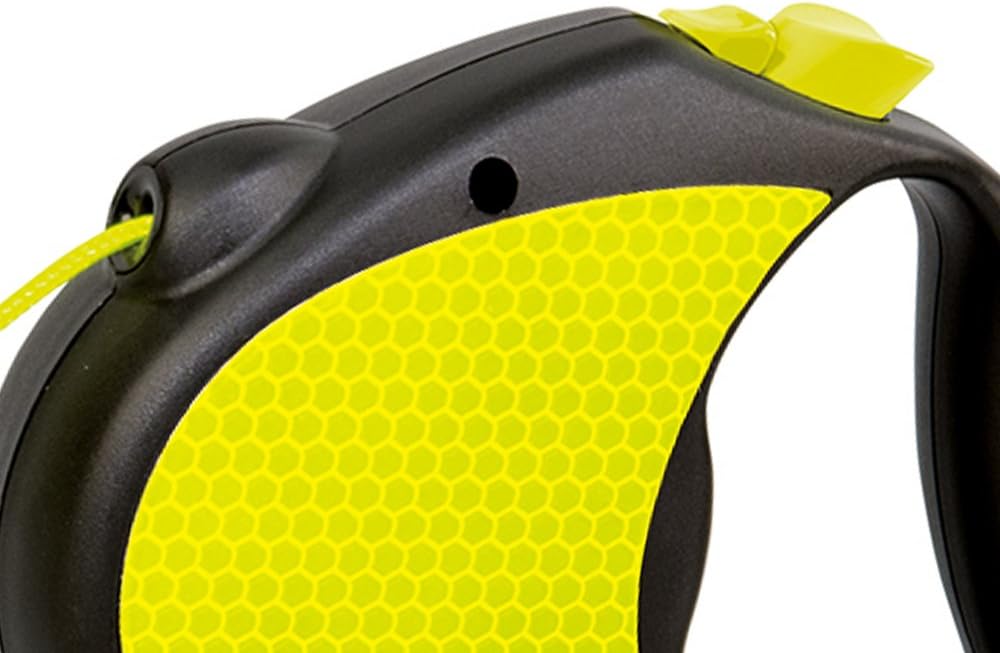 FLEXI Neon Retractable Dog Leash (Cord), 16 ft, Small, Black/Yellow