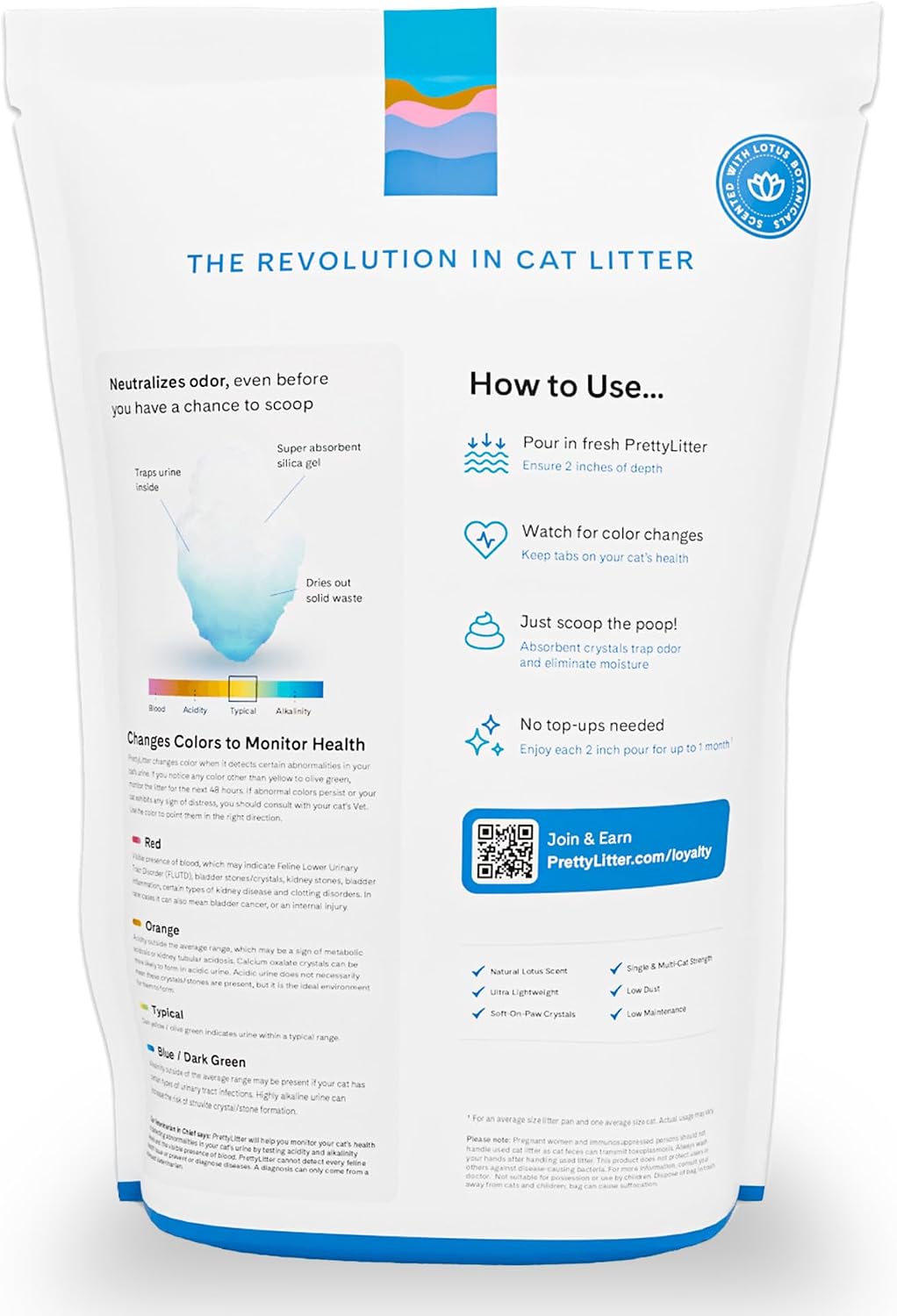 PrettyLitter Health Monitoring Cat Litter, Lotus Flower, 6 lb. Bag