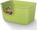 Vealind Large Cat Litter Box for Indoor Cats High Sided and Low Entry Litter Box 22.2"×14.9"×12" Tall Litter Boxes with High Back Deep Wall XL Cat Litter Boxes (Green)