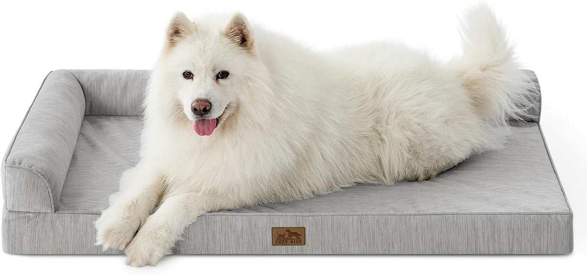 COZY KISS Cooling Dog Bed, Q-Max >0.4 Orthopedic Foam Dog Bed with Sides