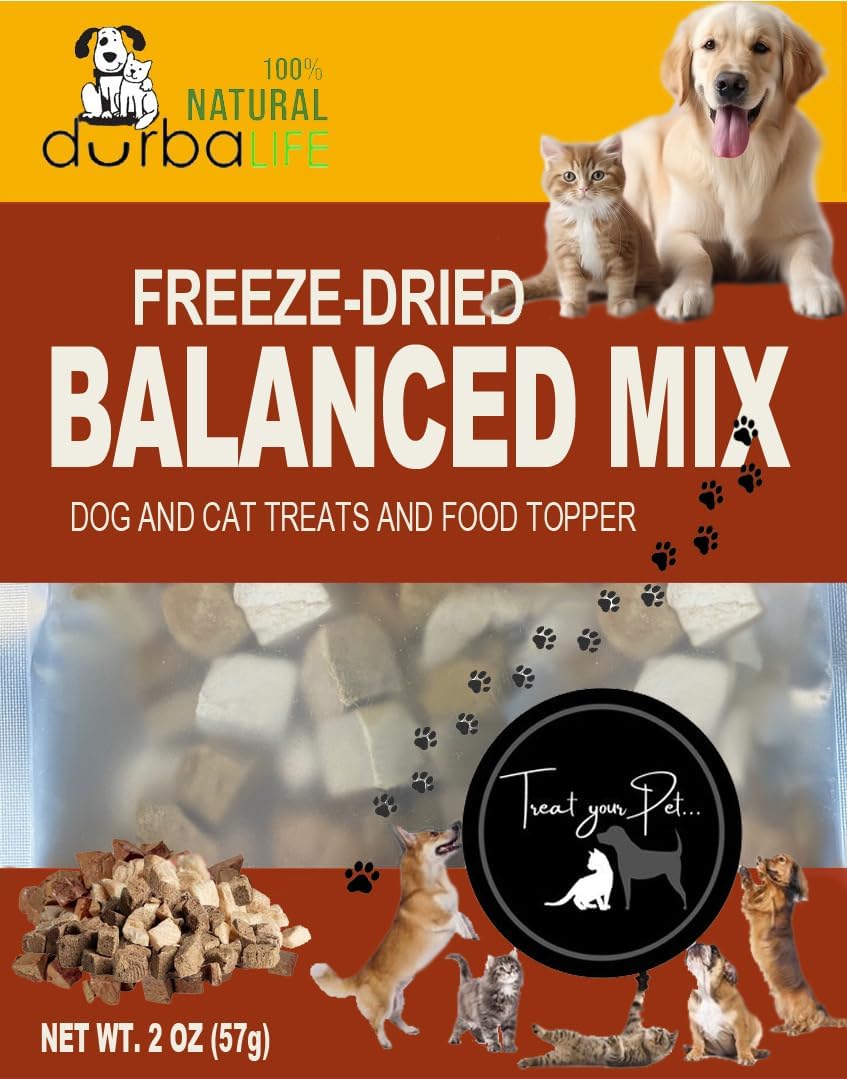 Freeze-Dried Duck & Chicken Balanced Raw Bites - Dog & Cat Treats Food Topper - Perfect for Picky Eaters - Grain-Free, Protein Rich Recipe (2.0 oz, Duck & Chicken Balanced Mix)