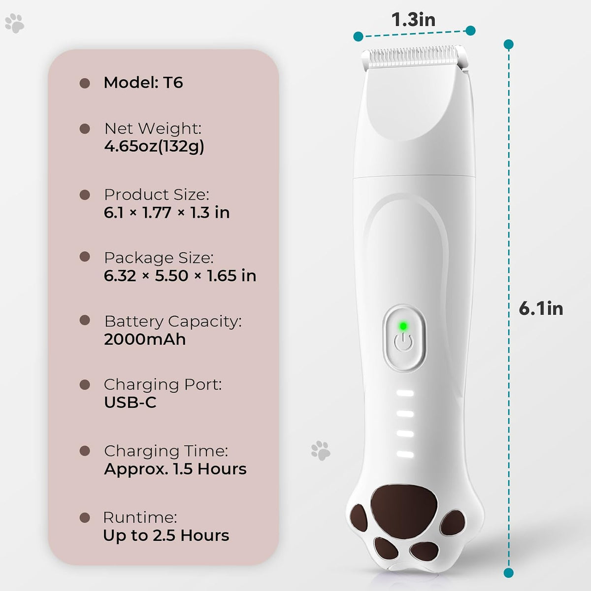 4-in-1 Dog Clippers for Grooming Kit - 45dB Quiet 150-Min Run Non-Slip Grip