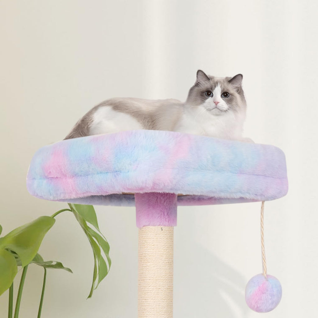 Cut Cat Tree Cat Tower Condo with Hammock Kittens Scratching Post Rainbow