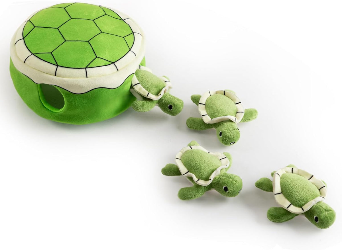 Hollypet Squeaky Hide and Seek Dog Toys for Small and Medium Dogs, Turtle | Interactive Plush Stuffed Dog Squeak Toys for Small Medium Sized Dogs and Non-Aggressive Chewers, Puppy Teeth Clean Chew Toys