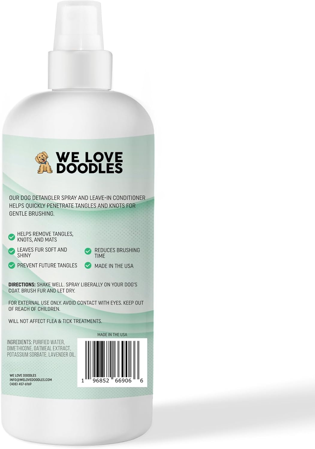 Dog Detangler Spray, Leave-in Conditioner Spray for Dogs, Lavender, 16 oz