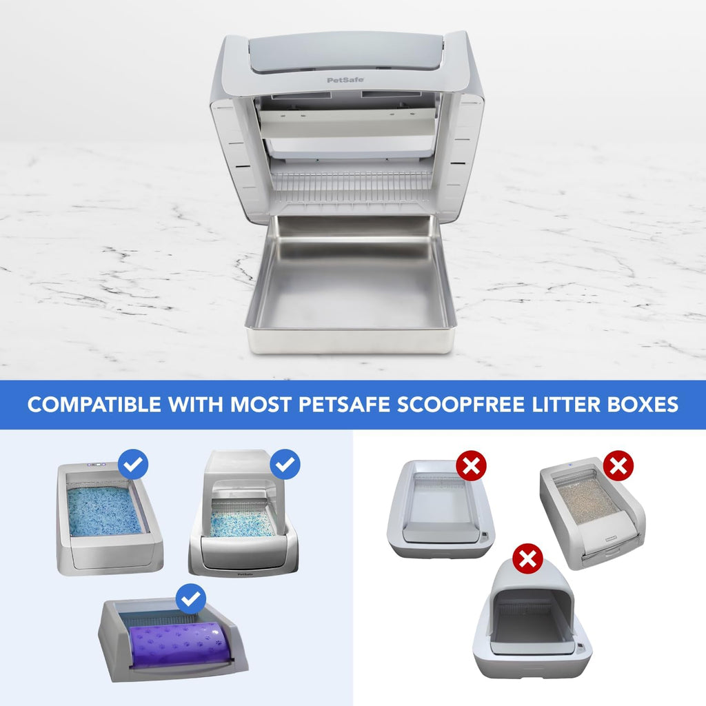 Stainless Steel Reusable Litter Tray Compatible with Petsafe Scoop-Free Self-Cleaning Cat Litter Boxes - Never Absorbs Odor, Stains, or Rusts (Stainless Steel Litter Tray) (Extra Deep)