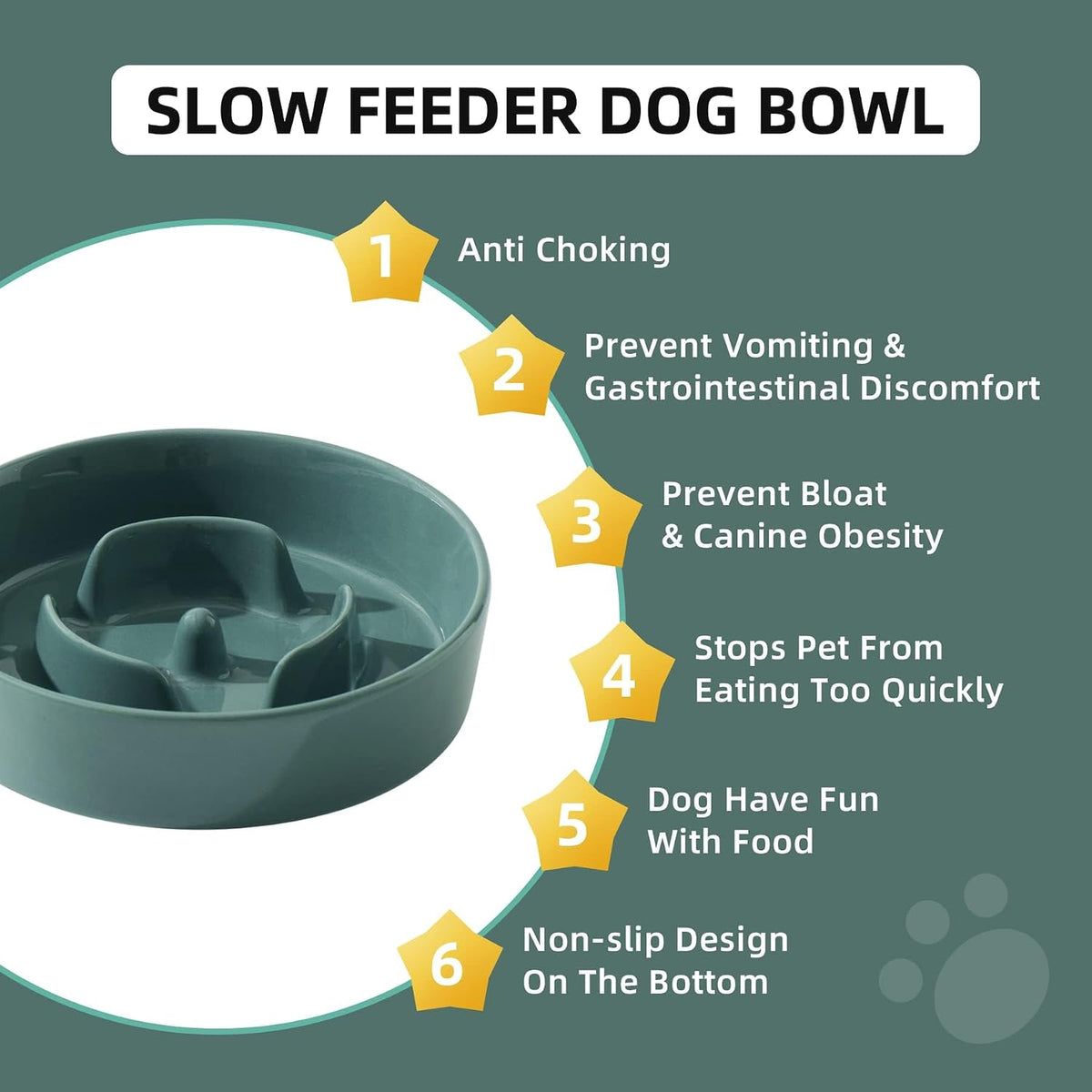 Havniva Ceramic Slow Feeder Dog Bowls, 6.1 in Slow Feeder for Small Breed