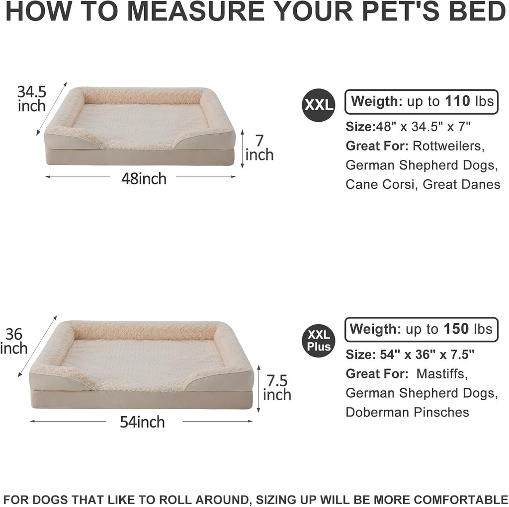 WNPETHOME Orthopedic Washable XXL Dog Bed for Senior Dog Cozy Sleep