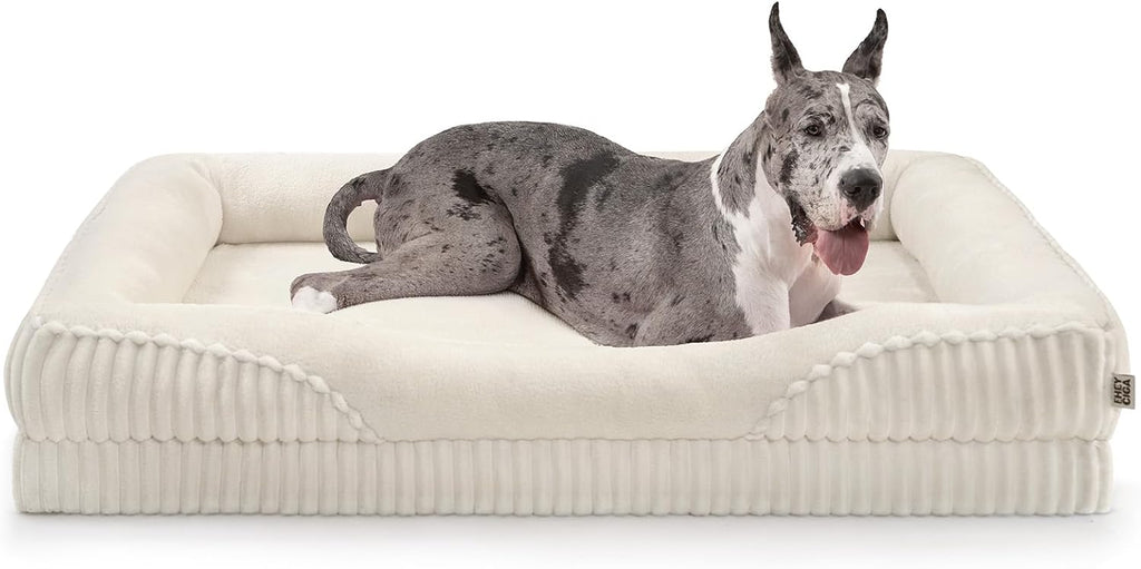 EHEYCIGA XXL Orthopedic Dog Bed for Extra Large Dogs 52x41 Inch, Cream