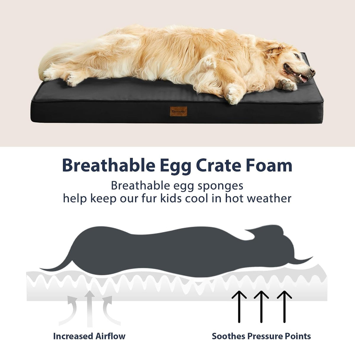 BFPETHOME Outdoor Waterproof Dog Bed for Large Dogs, Washable Cover, 36"