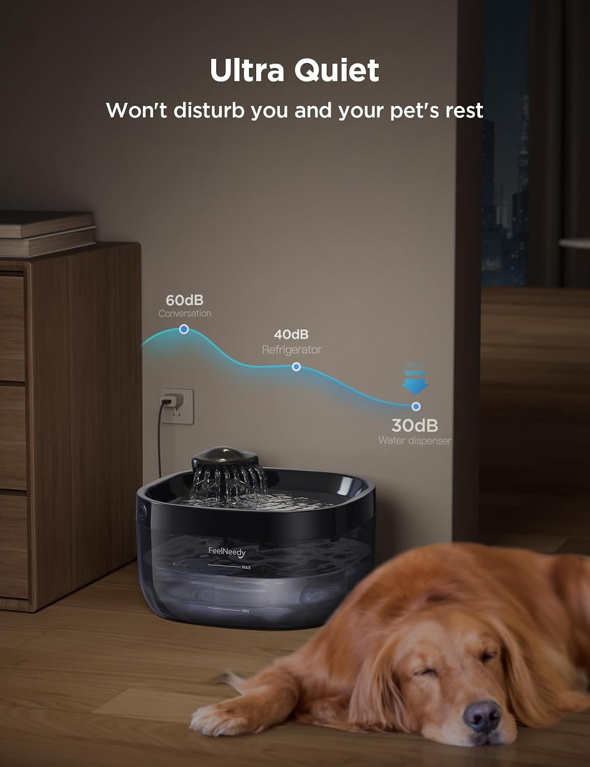 7L/1.8Gal Dog Water Fountain for Large Dog, FEELNEEDY Dog Water Bowl Dispenser Pet Water Fountain, Water Dispenser for Dogs with Ultra Quiet Pump for Multiple Cats, Dogs, Pets (FN-W05, Blue)