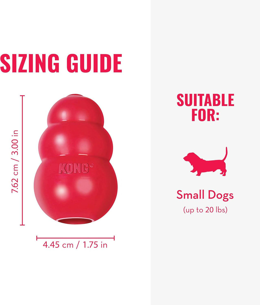 KONG Classic Stuffable Dog Toy, Natural Rubber Chew, for Small Dogs | Treat-Filling Fetch & Chew Toy with Erratic Bounce, Made from KONG Durable Natural Rubber for Extended Playtime