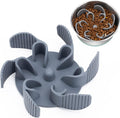 Keegud Slow Feeder Dog Bowls Insert [Octopus Suction Cups] Super Firm Slow Eating Dog Bowl [Cuttable] for Large Breed and Medium Size Dog Compatible with Regular and Elevated Dog Bowls (Flower)