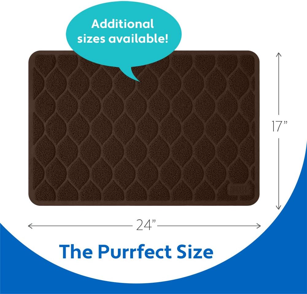 MIGHTY MONKEY Waterproof Cat Litter Box Mat, BPA Free, 24x17 Chocolate | Easy Clean Floors, Textured Backing, Soft on Sensitive Kitty Paws, Cats Accessories, Less Waste, Stays in Place