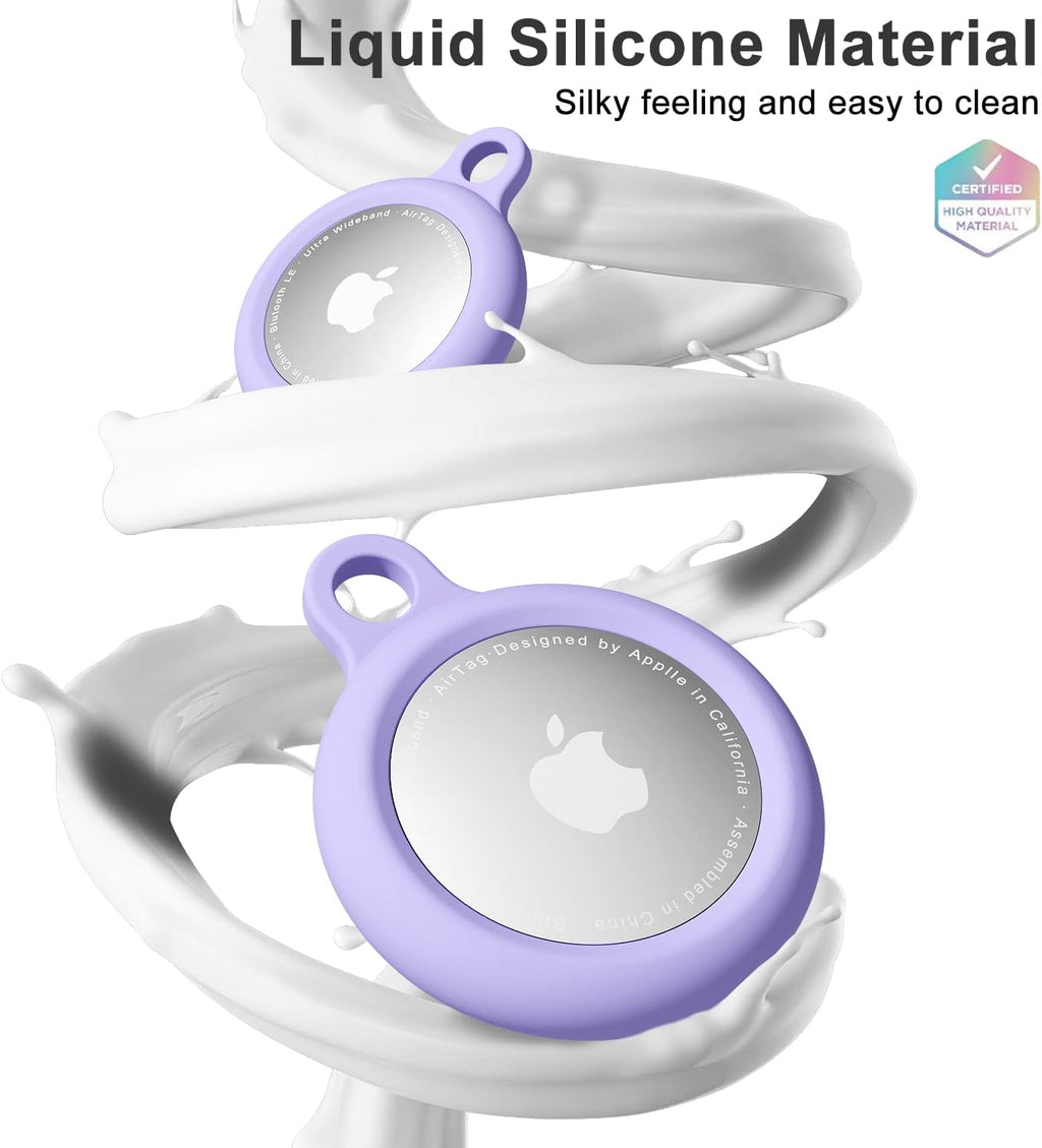 oakxco for Airtag Keychain Silicone, Airtag Holder with Key Ring, Air Tag Cover Cute Accessories for Kids, Luggage, Car Dog Collar, Car, Compatible with Apple Airtag Case Waterproof Tracker, Lavender