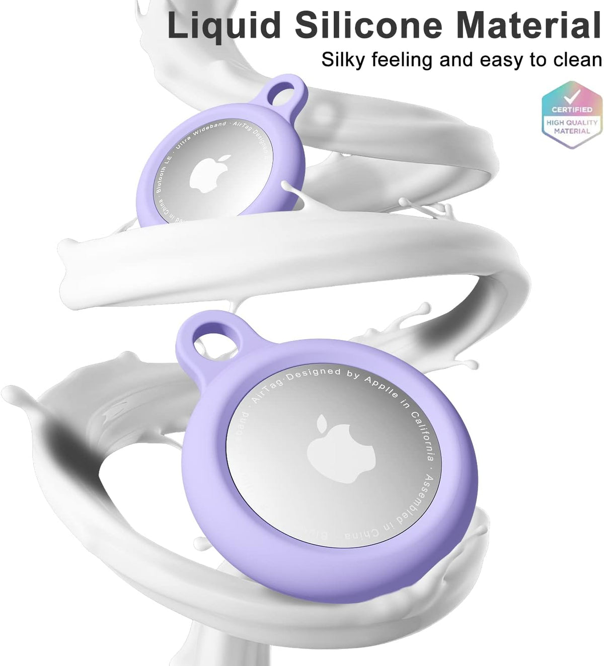 oakxco for Airtag Keychain Silicone, Airtag Holder with Key Ring, Air Tag Cover Cute Accessories for Kids, Luggage, Car Dog Collar, Car, Compatible with Apple Airtag Case Waterproof Tracker, Lavender