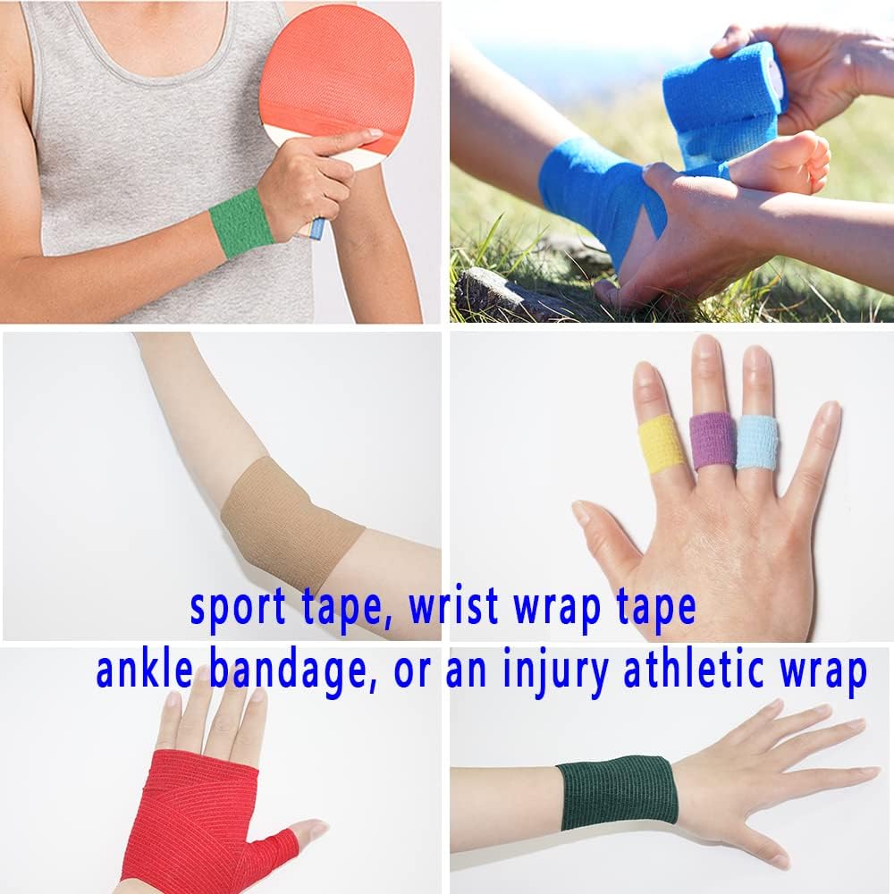 [6 Pack-2" x5Yards] MINGYUE Self Adhesive Bandage Wrap,Athletic Tape,Sports Tape,Wrist and Ankle Wrap Tape,Cohesive Bandage for Vet Tape(Red)