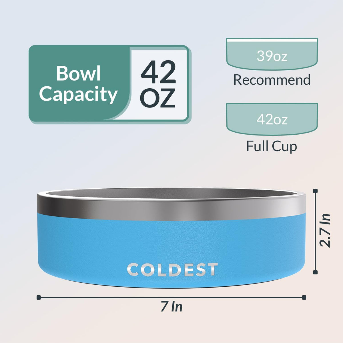 Coldest Dog Bowl - Anti Rust Metal, Non Slip, 3 Layers Insulated Stainless Steel Dog Bowls - Spill Proof & Heavy Duty - Water Bowl for Dogs, Cats & Pets, Dish Washer Safe (42 oz, Celestial Blue) 
