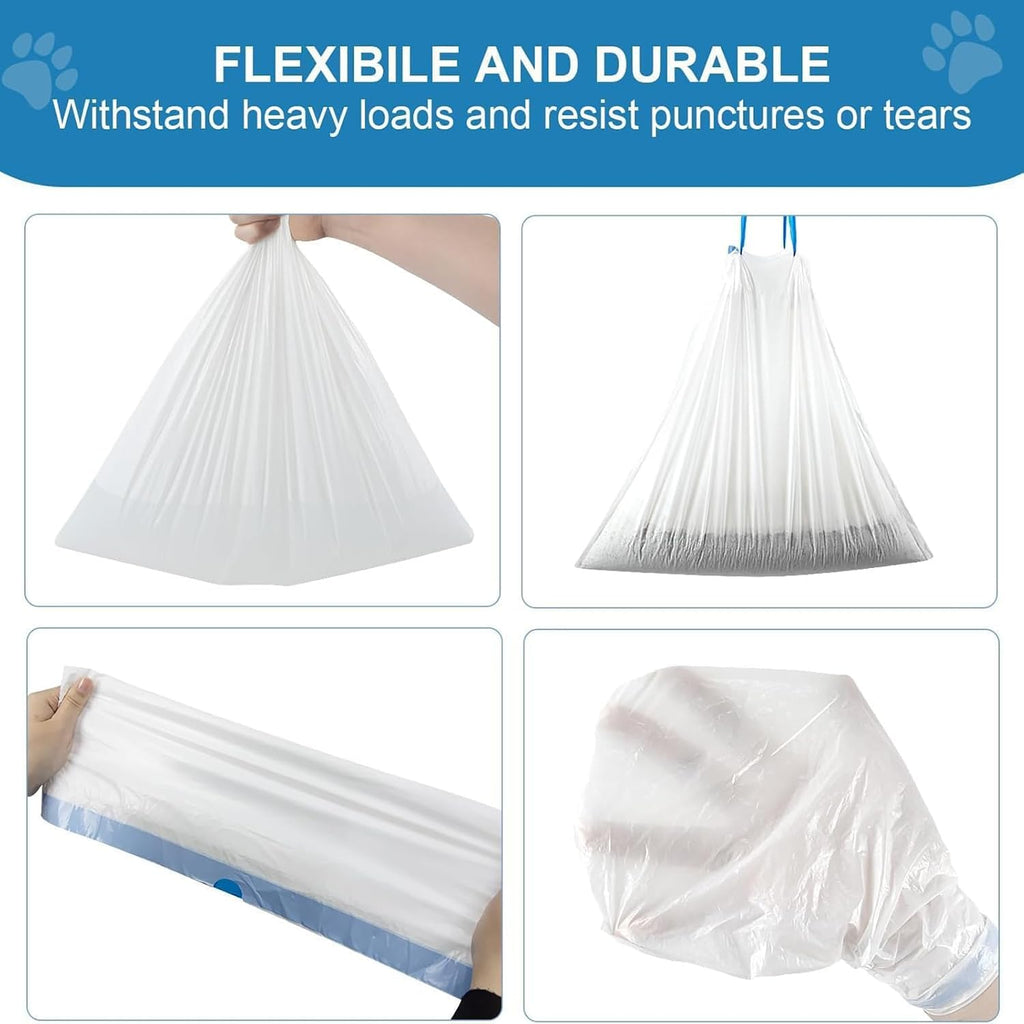 Self Cleaning Cat Litter Box Liners-45 Counts, Extra Thick Litter Bags for Automatic Cat Litter Box Robot with Drawstring Trash Bags Compatible with PetPivot