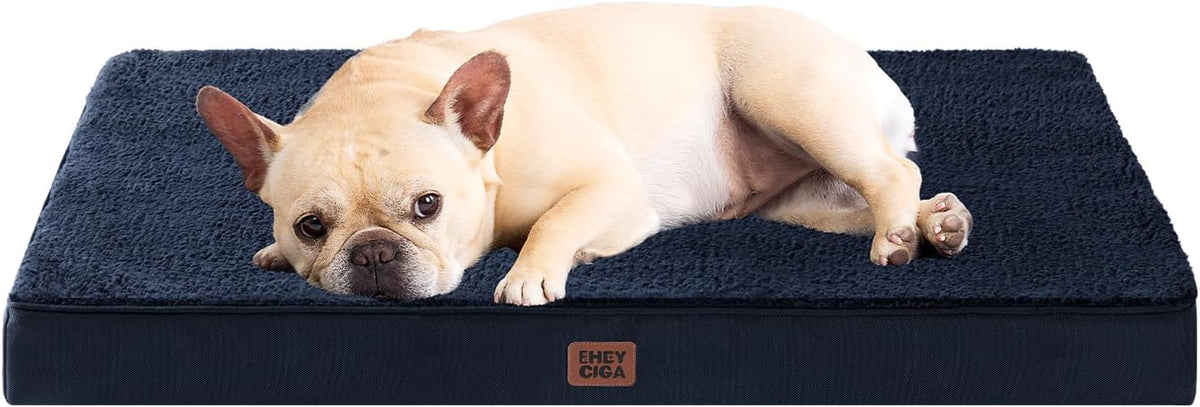 EHEYCIGA Orthopedic Dog Bed with Removable Washable Cover, Navy, 30x20