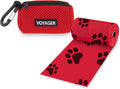 Best Pet Supplies Dog Poop Bag Holder Leash Attachment with Reusable Dispenser for Travel, Walking, Park, and Outdoor Use, Durable with Clip-On - Red, Mesh Dispenser w/15 Bags